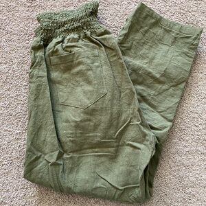 Emme Mama linen everyday transitional smocked maternity pants